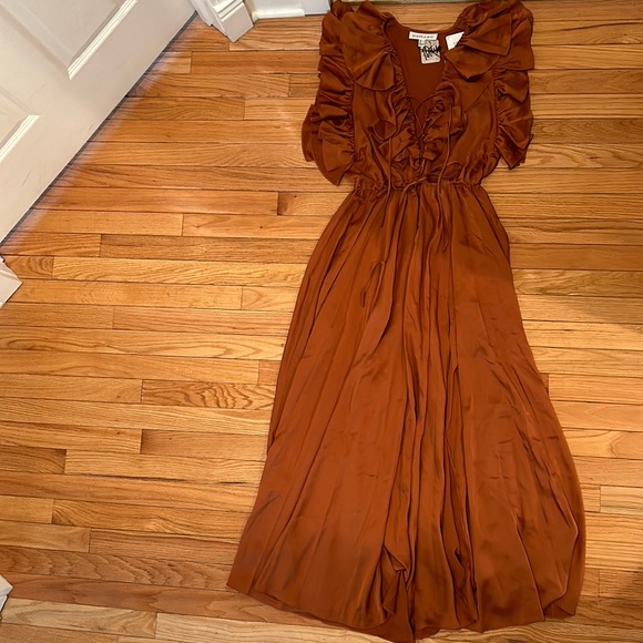 shona joy burnt orange dress Shona Joy Burnt Orange/White Chiffon Dress Sz.2 NWT MSRP:$320